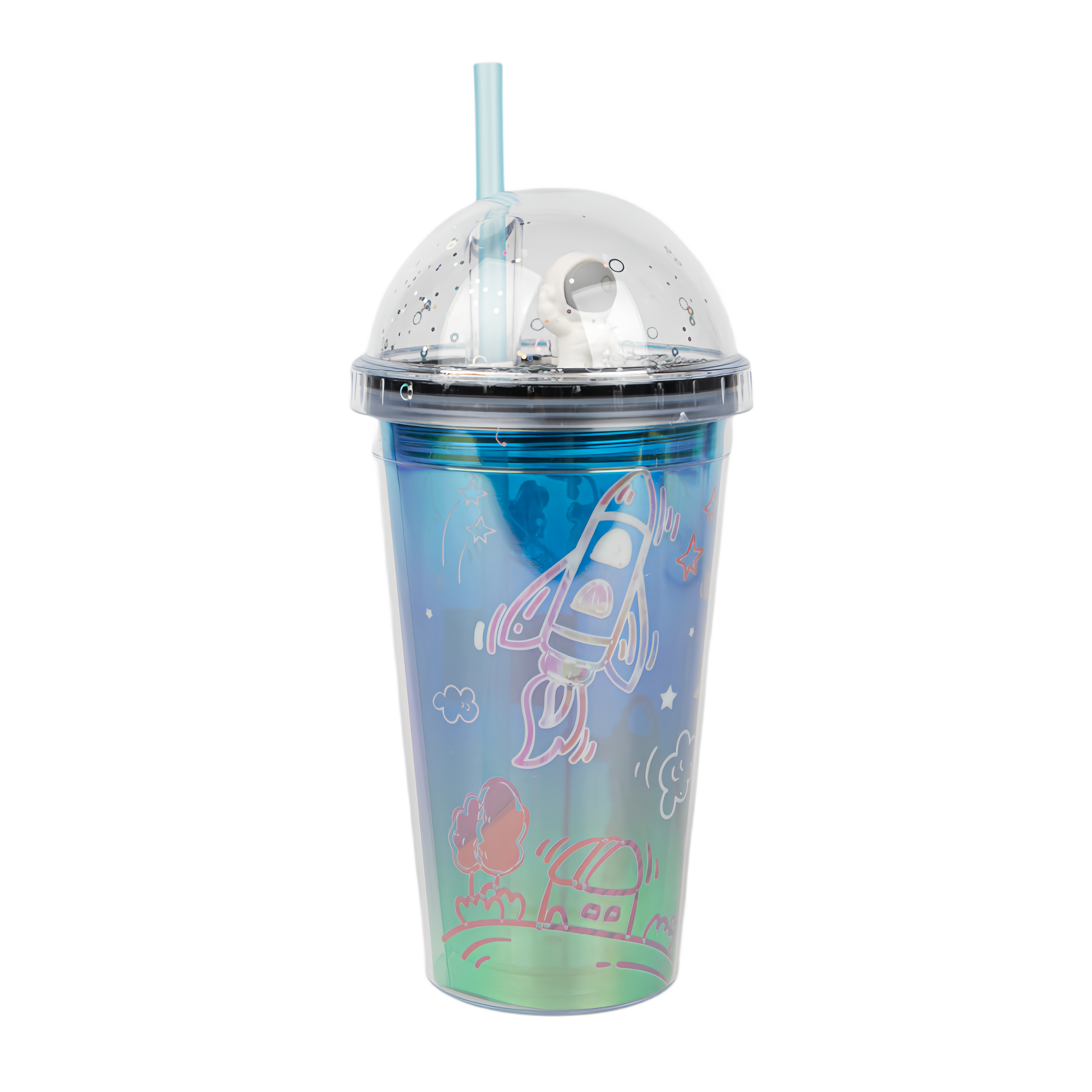 qinge Customizable Summer Double-Layer Straw Cup High Temperature Resistant