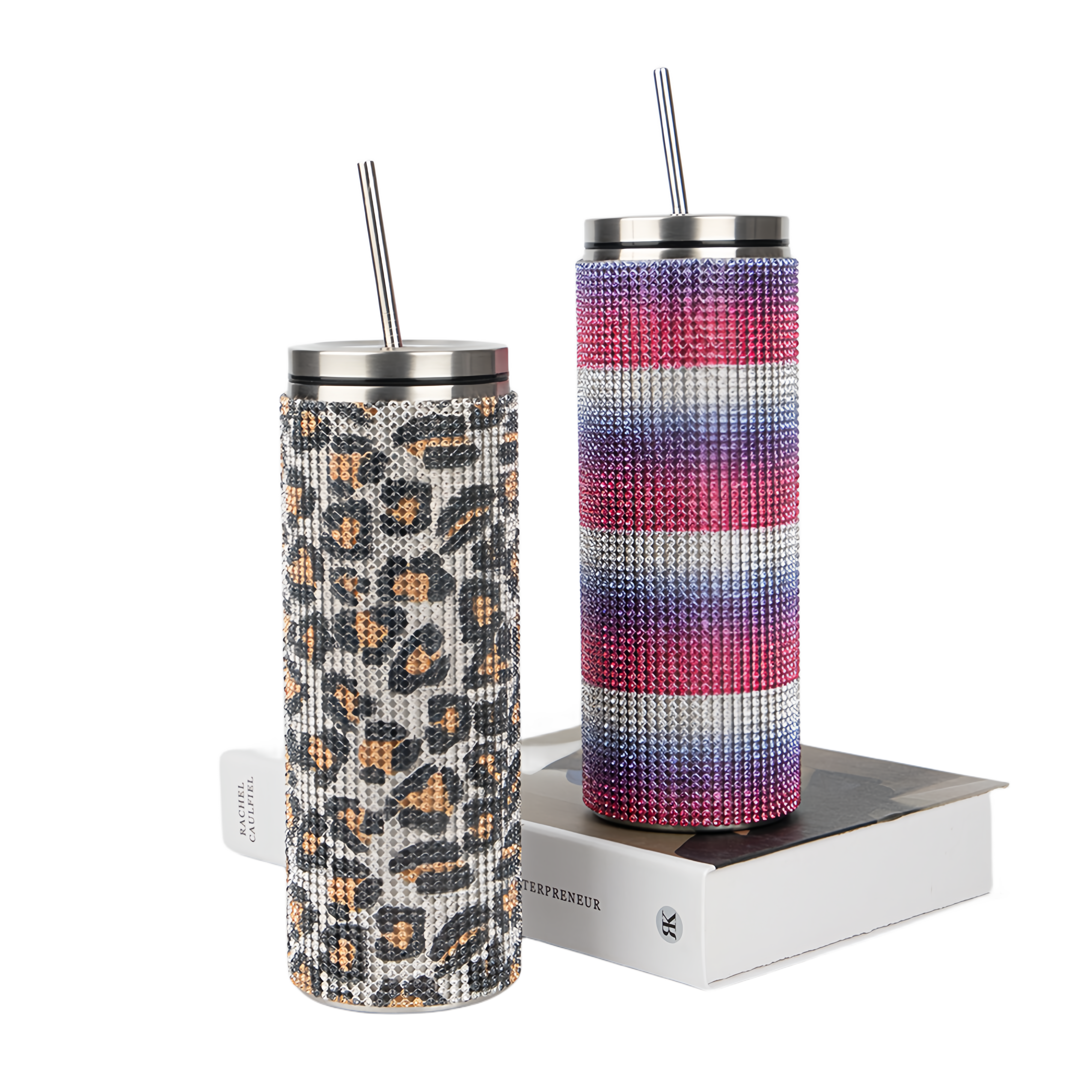 qinge Vertical Striped 304 Stainless Steel Straw Thermos