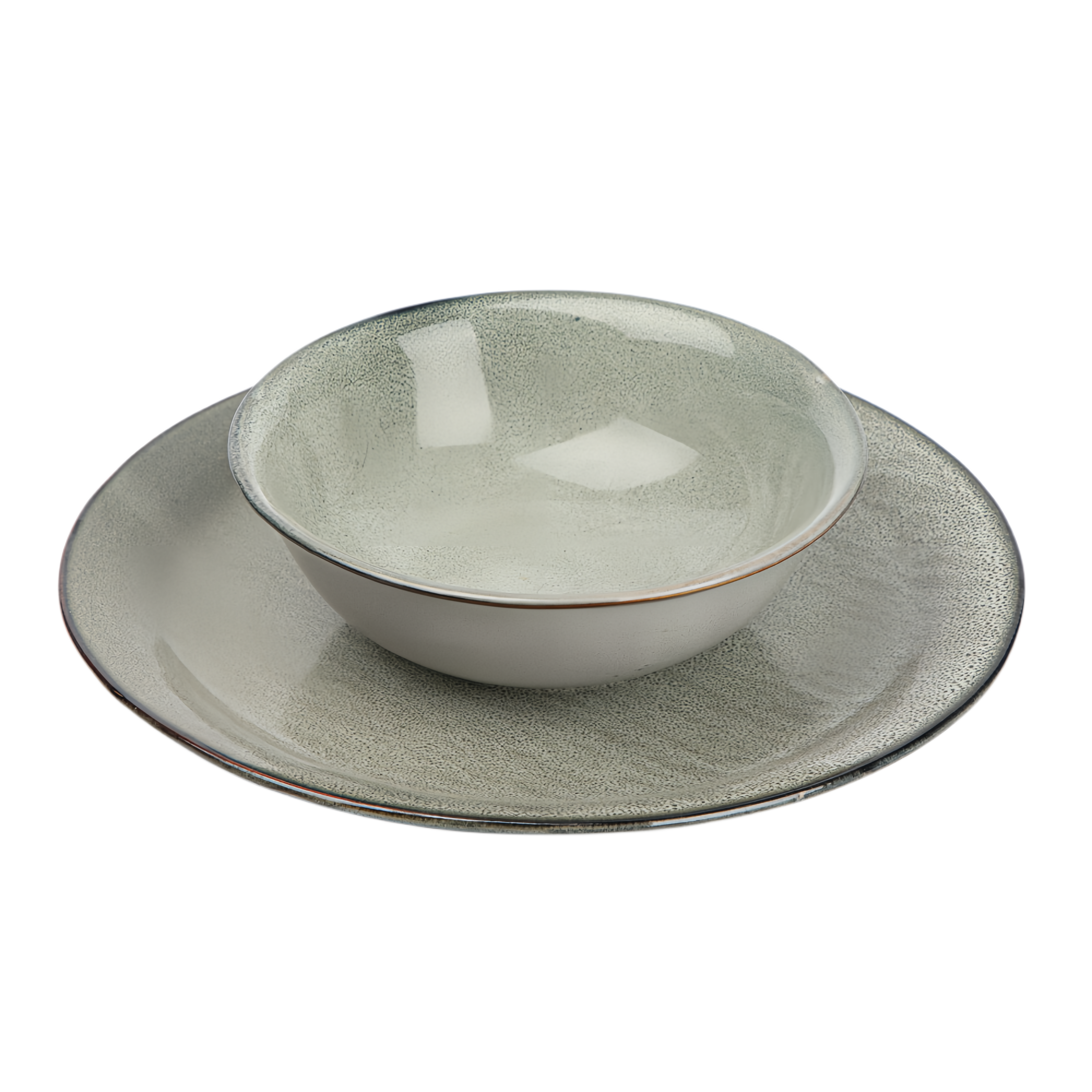 qinge Retro Ceramic Bowl and Plate Set - Two Pieces