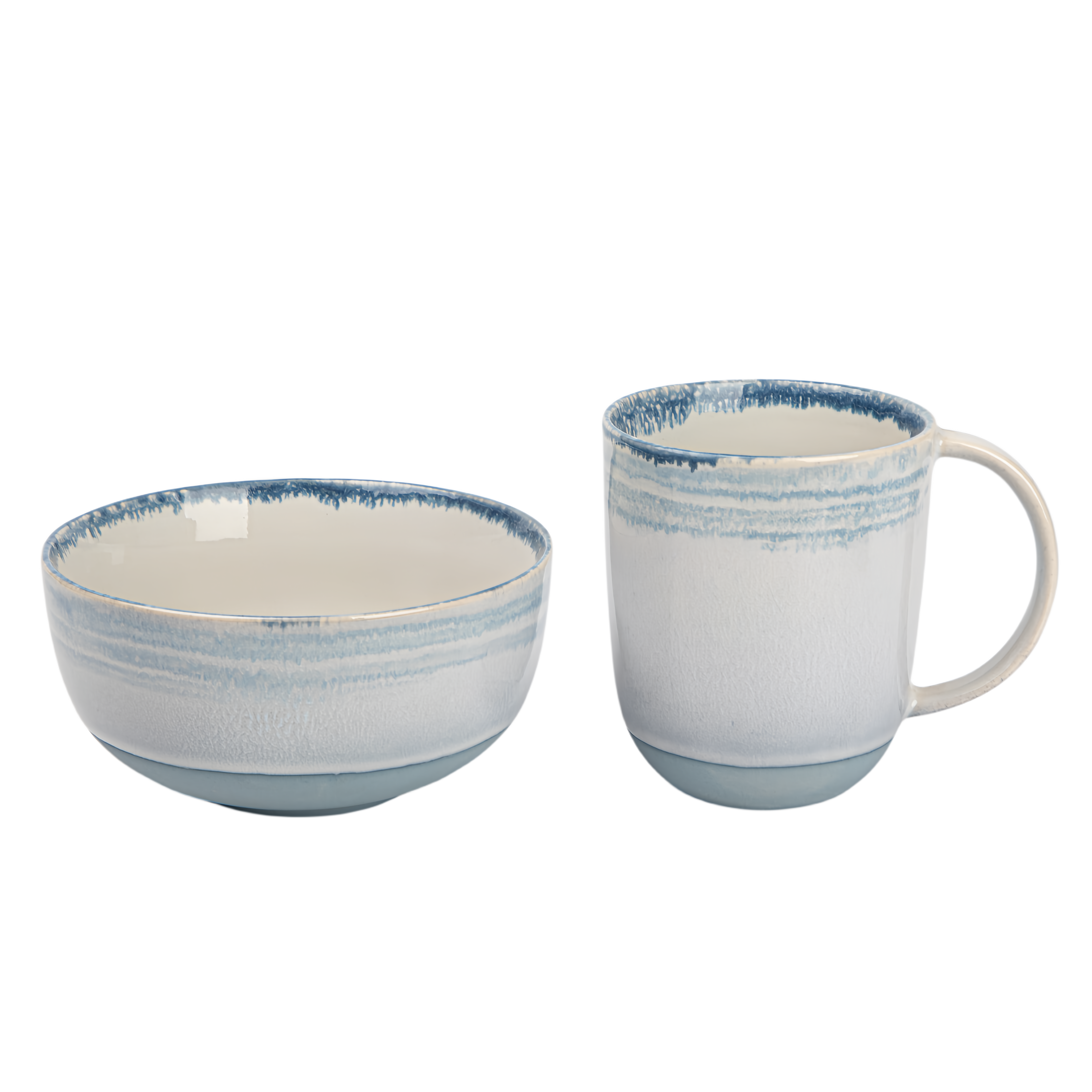 qinge Blue and White Ceramic Cup and Bowl Set
