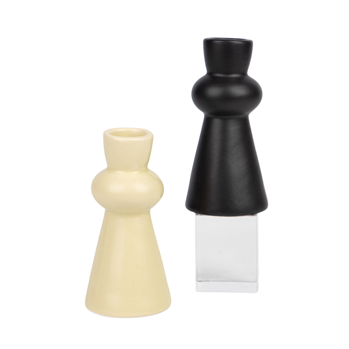 qinge Candlestick Two Ceramic Candle Holders That Double as Chess Pieces
