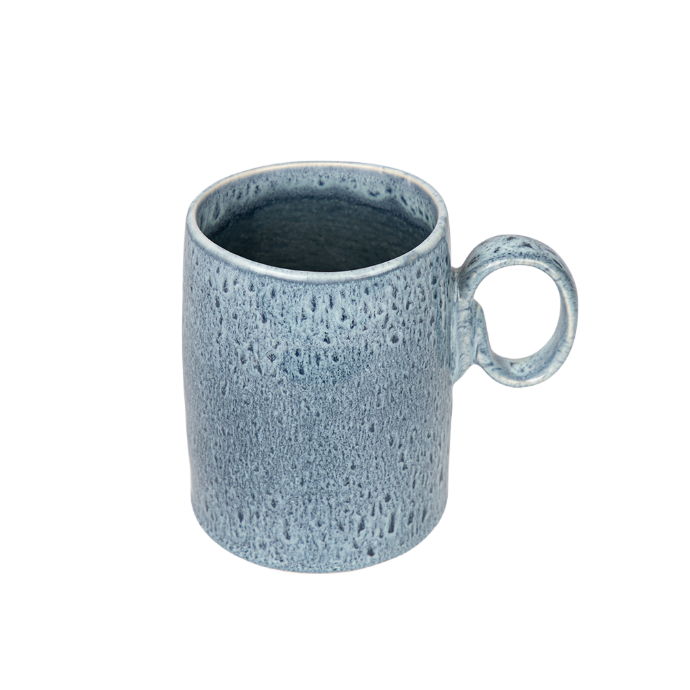 qinge Blue and White Glazed Ceramic Cup with Handle