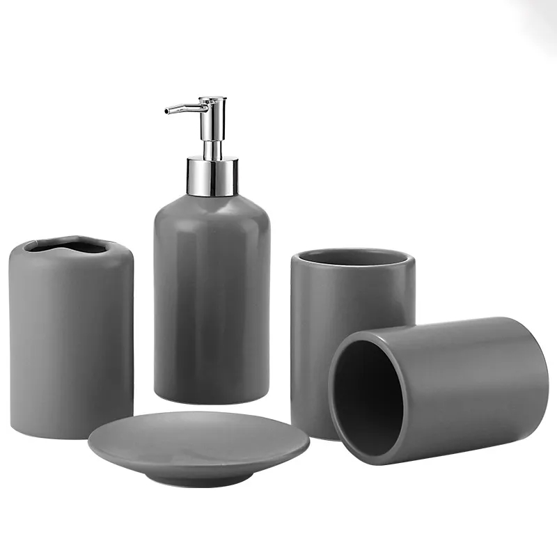 qinge Low MOQ Durable New Design Multicolor Customized Ceramic Bathroom Accessories Sets for Hotel Household